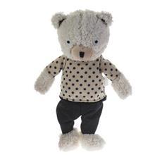 عروسک پولیشی خرس سفید مدل لباس خال‌خالی سایز متوسط Naomi Tozaki White Bear With Polka Dot Shirt  Size Medium Toys Doll