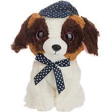 عروسک پولیشی مدل سگ چشم تیله ای کلاه دار سایز متوسط Eye Marbles Dog With Cap Plush Doll Size Medium