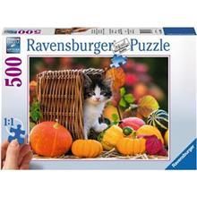 پازل 500 تکه راونزبرگر مدل بچه گربه کد 136032 Ravensburger Kittens in Autumn 136032 500Pcs Puzzle