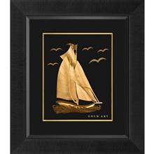 تابلوی طلاکوب زرسام طرح Single Sail Boat سایز 40 × 35 سانتی متر Zarsam Single Sail Boat Golden Tableau Size 35 x 40 cm