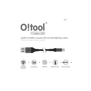 اوزاکی کابل لایتنینگ OT222 مشکی 1 متری Ozaki O!tool T Cable L100 OT222 Aluminum Black 1m