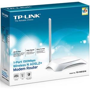 مودم روتر بی‌سیم تی پی-لینک سری +ADSL2 مدل TD-W8151N TP-LINK TD-W8151N 150Mbps Wireless N ADSL2 Plus Modem Router