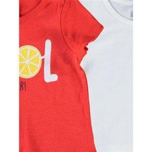 تی شرت دو عددی طرح پرتقال LC WalKiKi سایز 9 تا 12 ماه 