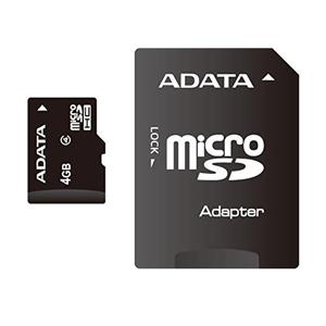 حافظه میکرو اس دی ای دیتا مدل میکرو اس دی اچ سی کلاس 4 با ظرفیت 4 گیگابایت ADATA microSDHC Class 4 Memory Card 4GB