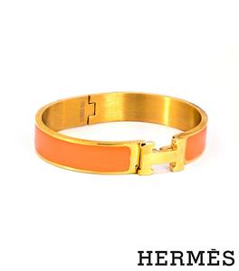 دستبند استیل با قفل چفتی H شکل نارنجی 
