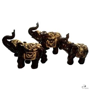 مجسمه سه فیل هندی قهوه ای طلایی 
