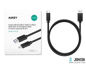 کابل 1 متری یو اس بی 3 به تایپ سی آکی Aukey CB-C10B 1M USB 3.0 to Type-C Aukey Type C USB Car Charger