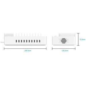 شارژر 10 پورت و چند شاخه برق اریکو مدل ام پی سی 2 ای 10 یو ORICO MPC-2A10U 2 AC Outlets 10 USB Ports Charging Station