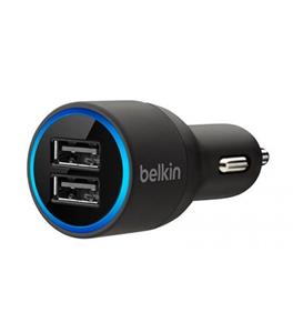 شارژر فندکی 2 پورت Belkin بلکین 2.1A با کابل لایتینگ آیفون Belkin Car Charger 2 Usb 2.1A With Cable Lighting iPhone
