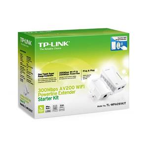 کیت آداپتور پاورلاین و گسترش دهنده بی سیم تی پی لینک TL-WPA281Kit TP-LINK TL-WPA281KIT 300Mbps AV200 WiFi Powerline Extender Starter Kit