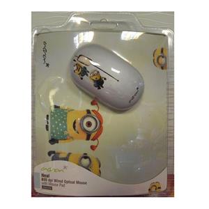 ماوس اپتیکال همراه با ماوس پد اکرون مدل OM299 طرح مینیون Acron OM299 Minion Optical Mouse With Mousepad