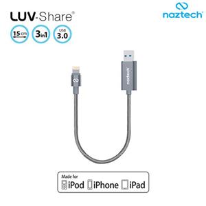 کابل حافظه دار و انتقال داده لایتنینگ نزتک مدل Luv Share با ظرفیت 16 گیگابایت naztech Luv Share 16GB Lightning Cable