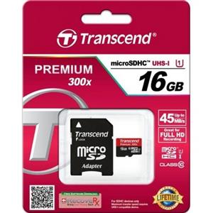 کارت حافظه میکرو اس دی 16 گیگابایت Transcend Premium UHS-l U1 400x