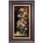 تابلو فرش گالری سی‌ پرشیا طرح گل رز در گلدان شیشه ای کد 911009