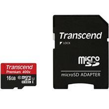 کارت حافظه microSDHC ترنسند مدل Premium کلاس 10 استاندارد UHS-I U1 سرعت 60MBps 400X همراه با آداپتور SD ظرفیت 16 گیگابایت Transcend Premium UHS-I U1 Class 10 60MBps 400X microSDHC With Adapter - 16GB