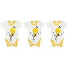 ست زیر دکمه دار آستین کوتاه ببک اوی مدل Bee بسته 3 عددی Bebekevi Bee Under Button With Short Sleeves Set Pack Of 3