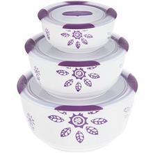 ست 3 تکه ظرف نگهدارنده باریکو مدل Round Purple Jasmine Barico Round Purple Jasmine 3Pcs Container
