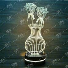 چراغ خواب سه بعدی طرح گل و گلدان LED three-dimensional sleep Lamp-Flower and Vase