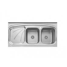 سینک ظرفشویی روکار بیمکث استیل. مدل BS514 Akhavan Double Bowl Sink BS514