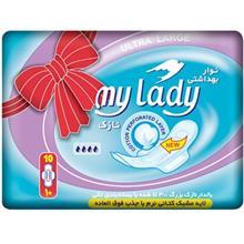 نوار بهداشتی نازک مای لیدی با لایه مشبک کتانی سایز بزرگ My Lady Larg Thin Sanitary Pad With Cotton Perforated Layer