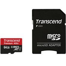کارت حافظه microSDXC ترنسند مدل Premium کلاس 10 استاندارد UHS-I U1 سرعت 60MBps 400X همراه با آداپتور SD ظرفیت 64 گیگابایت Transcend Premium UHS-I U1 Class 10 60MBps 400X microSDXC With Adapter - 64GB