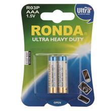 باتری نیم قلمی روندا مدل Ultra Plus Ultra Heavy Duty بسته 2 تایی Ronda Ultra Plus Ultra Heavy Duty AAA Battery Pack Of 2