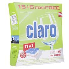 قرص ظرفشویی کلارو مدل 11in1 بسته 20 عددی Claro 11in1 Dishwasher Tablets Pack Of 20