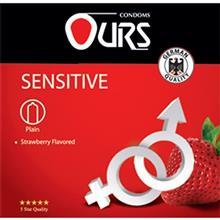 کاندوم ساده اورز مدل Sensitive بسته 3 عددی Ours Sensitive Strawberry Flavored Condom 3PCS